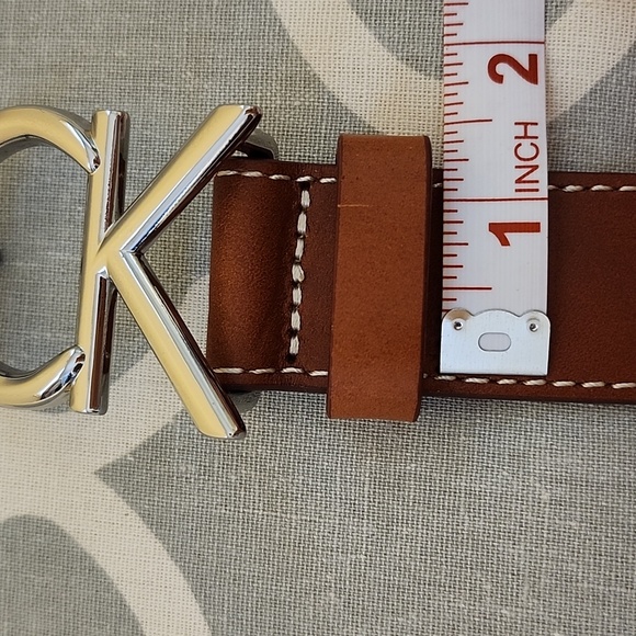 Calvin Klein Belt Brown Leather with Silver Logo - Picture 12 of 12